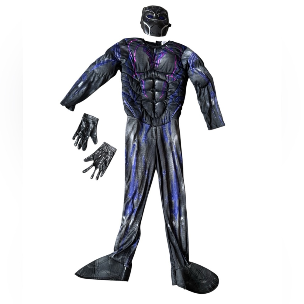 BLACK PANTHER AVENGERS 3pc HALLOWEEN KID Boy COSTUME PADDED MUSCLE LARGE (10-12)